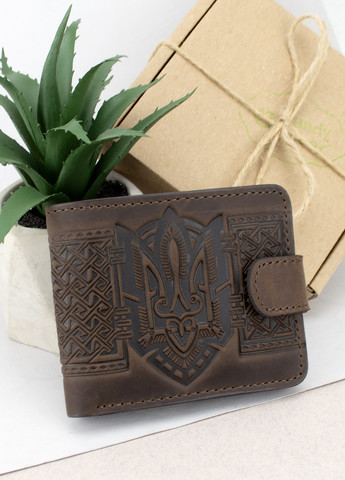 Портмоне мужское кожаное HC0041 коричневое с гербом Украины HandyCover (272632150)