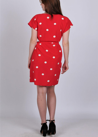 Червона кежуал сукня жіноча 062 горох білий софт червоний Актуаль