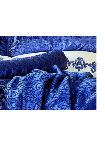Набор постельное белье с покрывалом + плед - Volante lacivert синий Karaca Home (258757273)