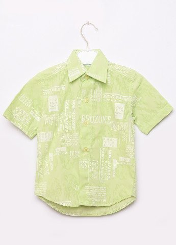 Салатовая классическая рубашка с надписями Let's Shop