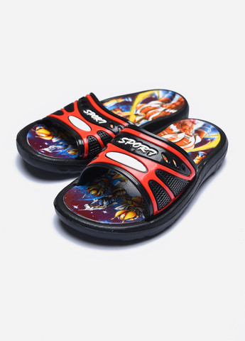 Шлепки детские черно-красного цвета с надписью Let's Shop (257972764)