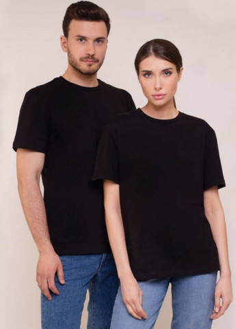Черная базовая однотонная черная футболка с коротким рукавом No Brand