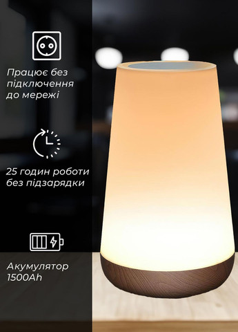 Сенсорная лампа ночник с usb зарядкой на аккумуляторе в спальню / настольная лампа с пультом 7 цветов 9171 Желтый 68845 OnePro (266554747)