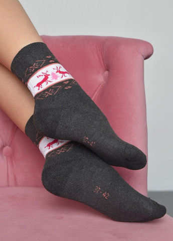 Шкарпетки махрові жіночі сірого кольору розмір 37-42 Let's Shop (268661271)