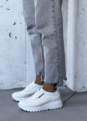 Білі осінні комфортні та стильні кросівки з натуральної шкіри InFashion Кросівки