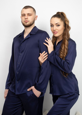 Пижама костюм мужской домашний шелковый рубашка со штанами Темно-синий Maybel (276838404)