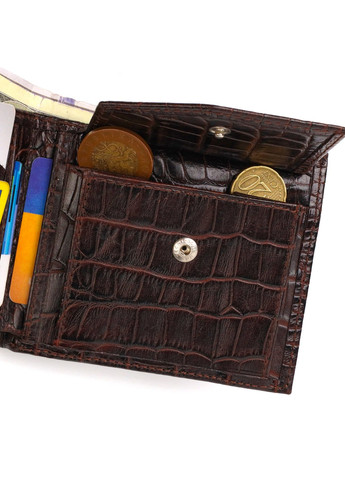 Стильное мужское портмоне из натуральной фактурной кожи с тиснением под крокодила 21777 Коричневое Canpellini (259874004)