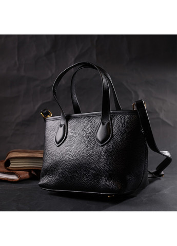 Вместительная сумка с двумя ручками из натуральной кожи 22286 Черная Vintage (276461764)