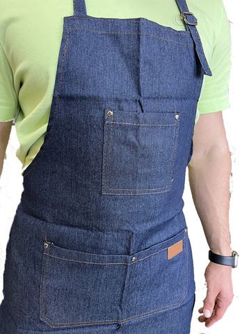 Фартух майстра Барберу перукарю з кишенями джинсовий Barber Line для перукарів (Синій) Mashele (259080336)