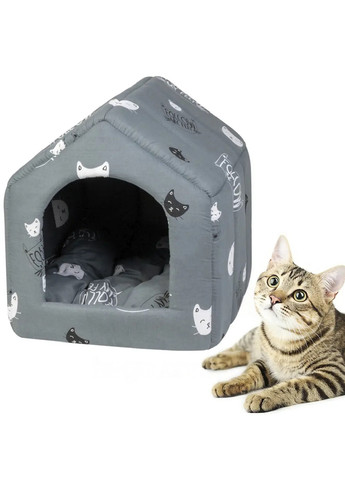Мягкий домик будка лежанка кровать лежак спальное место компактное переносное для кошек 30х35х35 см (474745-Prob) Unbranded (259591968)