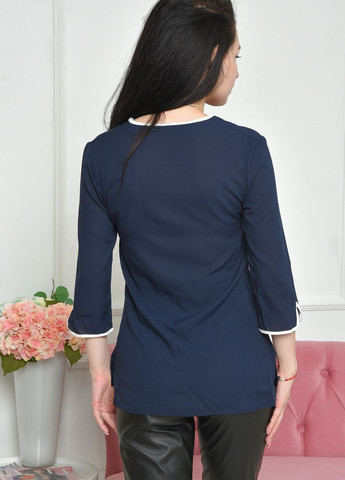Темно-синяя демисезонная блуза женская темно-синего цвета размер 36 с баской Let's Shop