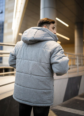 Серая зимняя эффектная мужская куртка No Brand