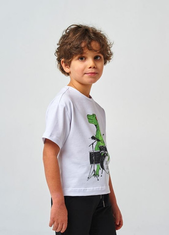 Белая детская футболка | 95% хлопок | демисезон | 92, 98, 104, 110, 116 | рисунок белый Smil