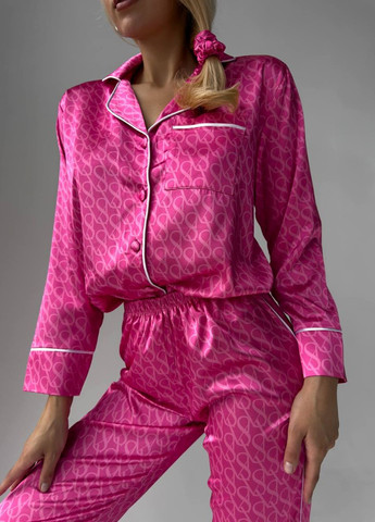 Розовая всесезон піжамка з лого vsecret з брендовим коробом рубашка + брюки Vakko