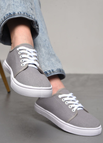 Мокасини жіночі сірого кольору на шнурівці Let's Shop (277925604)