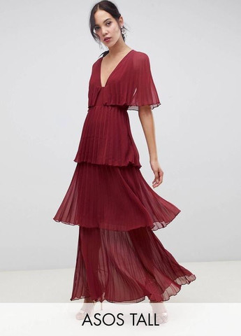 Бордова ярусна сукня макси design Asos