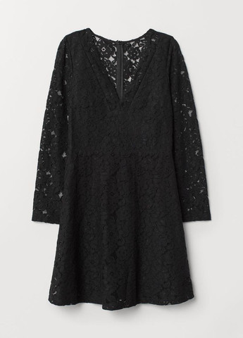 Черное кружевное платье колокол H&M