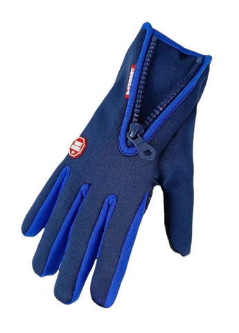 Велоперчатки велосипедные перчатки с водоотталкивающим сенсорным покрытием спандекс флис (476034-Prob) Синие L Unbranded (275863535)