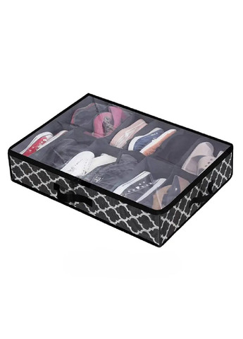 Органайзер короб складной с отделами для хранения вещей обуви тапочек 12 карманов 74х59х13 см (475655-Prob) Черный с белым Unbranded (269791534)
