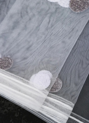 Готовий тюль фатін в кульках, сріблястий з білим, на тасьмі ширина 300 см, висота 250 см No Brand (258691597)