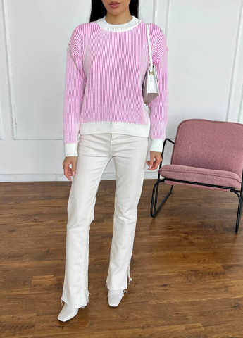 Рожевий женский свитер цвет белй-розовй р.42/46 446041 New Trend