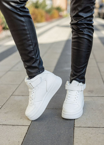 Білі кросівки жіночі No Brand High Leather White Fur