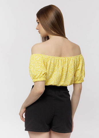 Жёлтая короткая женская блуза цвет желтый цб-00219019 Divon