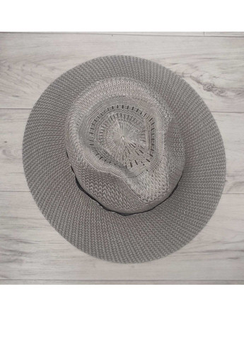 Летняя вязаная шляпа Федора серая с лентой No Brand (259793911)