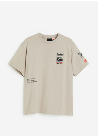 Бежевая мужская футболка н&м (55598) s бежевая H&M