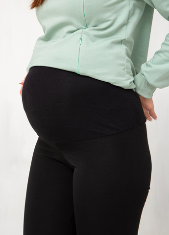 Черные демисезонные лосины леггинсы на флисе для беременных с широким бандажным поясом Матуся