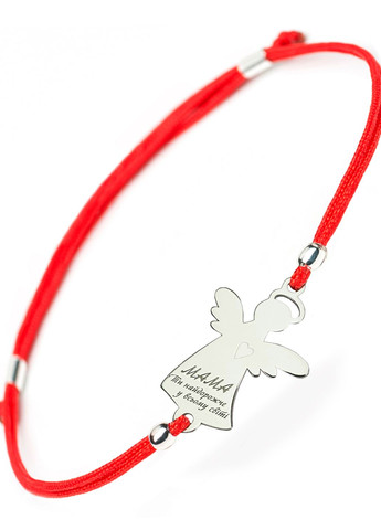 Срібний браслет червона нитка з ангелом «Мама» регулюється родоване срібло Family Tree Jewelry Line (266339310)