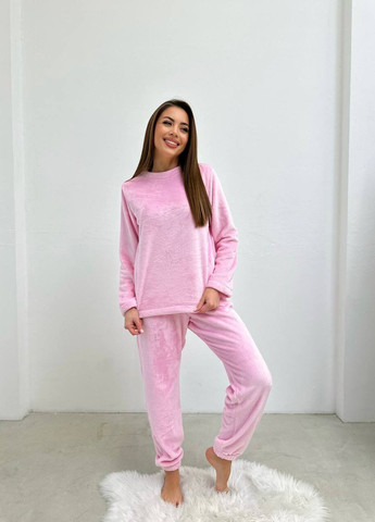 Розовая женская пижама махра No Brand