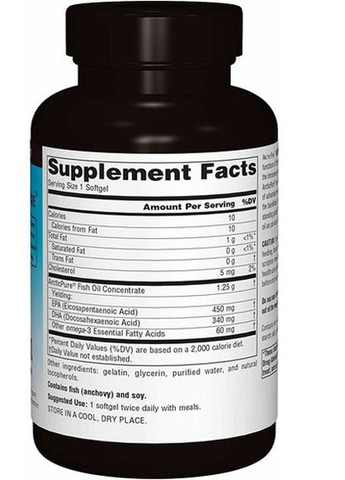 Arctic Pure Ultra Potency Omega-3 Fish Oil 850 mg 120 Softgels Source Naturals (258498791)