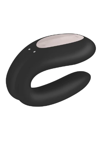 Смарт-вібратор для пар Double Joy Black із широким кліторальним стимулятором Satisfyer (277234965)