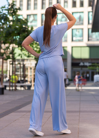 Женский костюм из рубчика футболка и штаны Голубой Maybel (259503813)