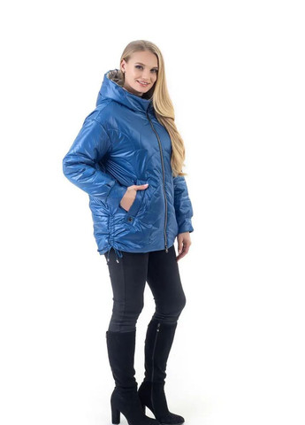 Голубая демисезонная осенняя куртка женская большого размера SK