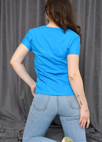 Синяя летняя футболка женская синего цвета Let's Shop