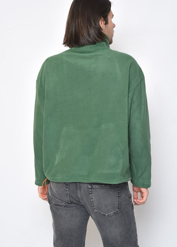 Батник мужской флисовый зеленого цвета Let's Shop - Прямой крой надпись зеленый кэжуал флис - (260416043)