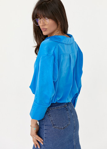 Синяя демисезонная стильная блуза No Brand