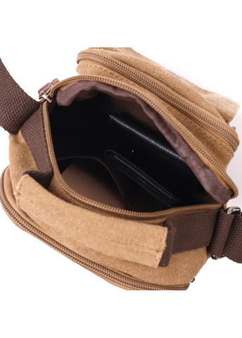 Практичная небольшая мужская сумка из плотного текстиля 22220 Коричневый Vintage (267932200)