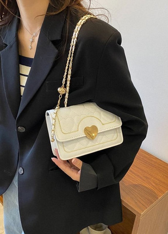 Жіноча класична сумка крос-боді на цепочці біла No Brand (273232532)