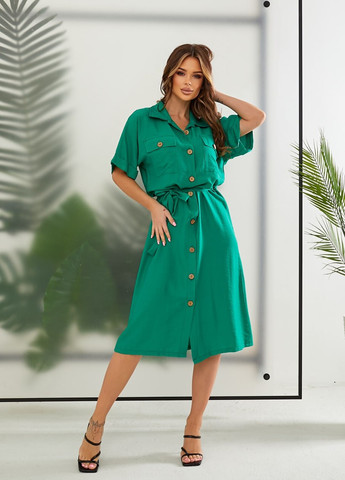 Зеленое женское платье-рубашка цвет зеленый р.42/44 435707 New Trend