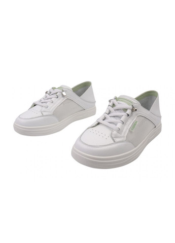 Білі кеди жіночі з натуральної шкіри, на низькому ходу, білі, Vikonty 237-21/22LTC