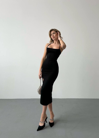 Черное коктейльное, вечернее женское платье креп-дайвинг No Brand