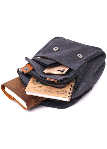 Практичная сумка-рюкзак с двумя отделениями из плотного текстиля 22162 Черный Vintage (267932155)