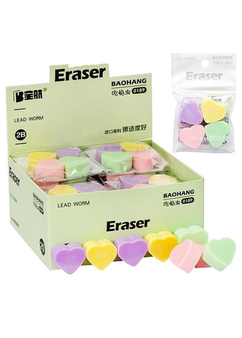 Набір кольорових гумок у вигляді сердечка колір різнокольоровий ЦБ-00227112 No Brand (260451342)