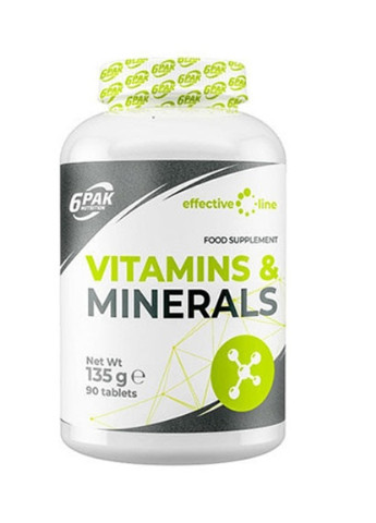 Vitamins And Minerals 90 Tabs 6PAK Nutrition (256720208)