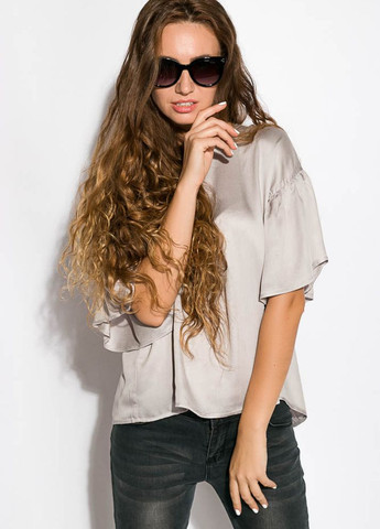 Бесцветная летняя блуза женская свободного покроя (стальной) Time of Style