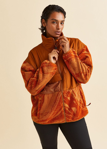 Оранжевая демисезонная спортивная куртка из тедди-флиса H&M