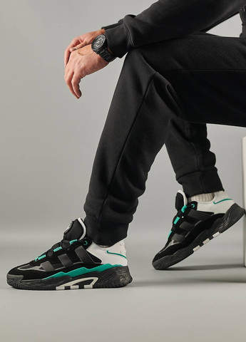 Черные демисезонные кроссовки мужские, вьетнам adidas Originals Niteball Black Green
